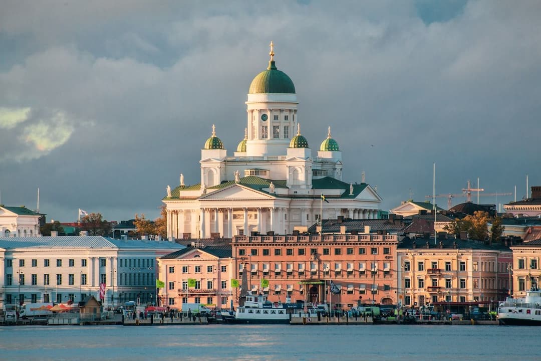 Helsinki Cathedral and waterfront in Finland